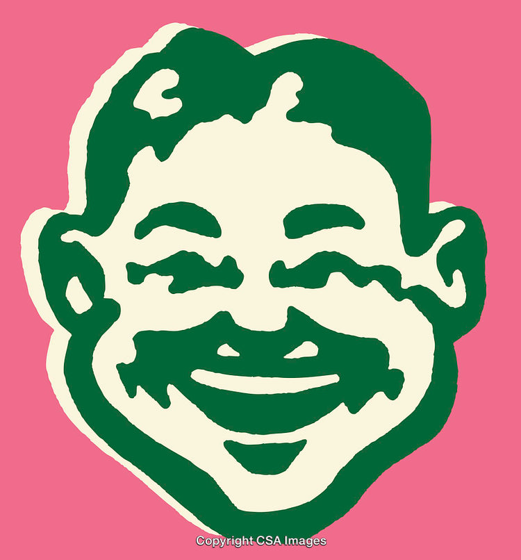 Abstract Color Line Art Illustration of a Smiling Face on Pink Background