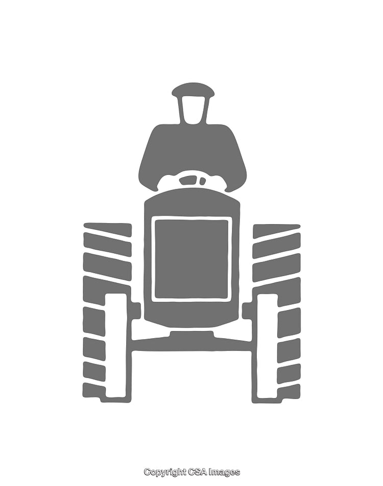 Monochrome Icon of Farmer Driving a Tractor with Large Tires