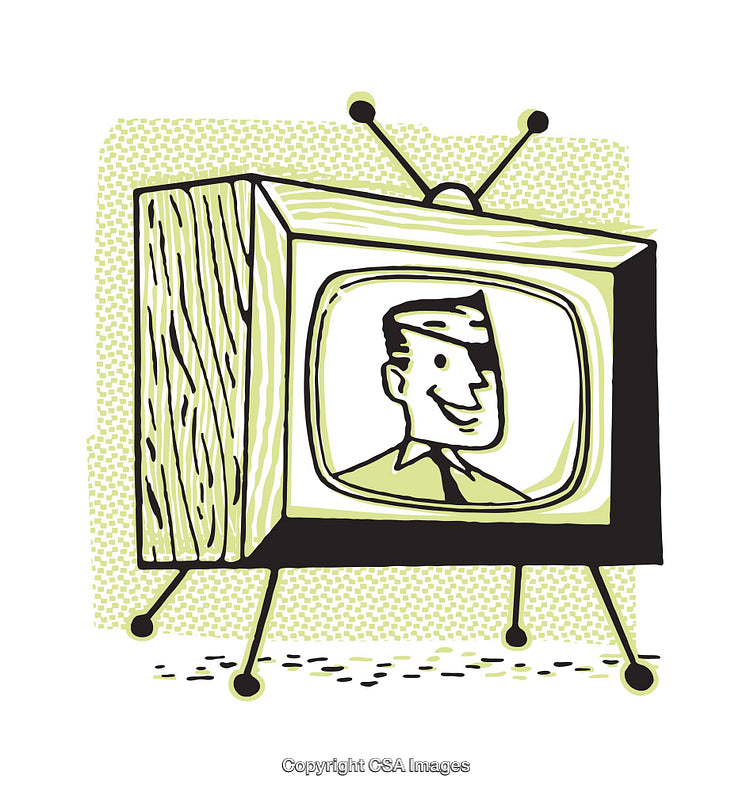 Retro Style Television Featuring A Smiling Face Illustration In Yellow Tones