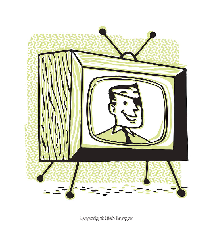 Retro Style Television Featuring A Smiling Face Illustration In Yellow Tones