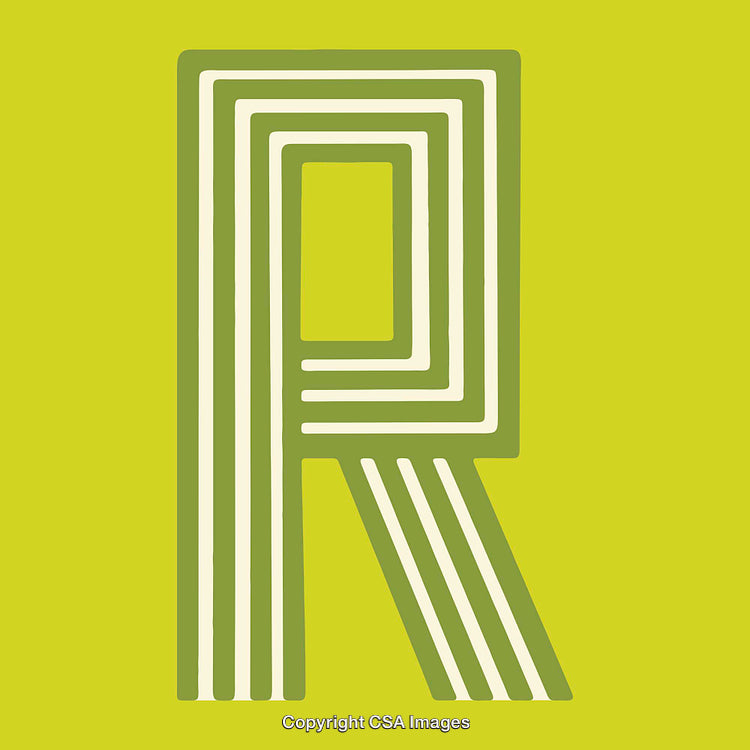 Creative Interpretative Design Featuring Green Letter R with Geometric Patterns