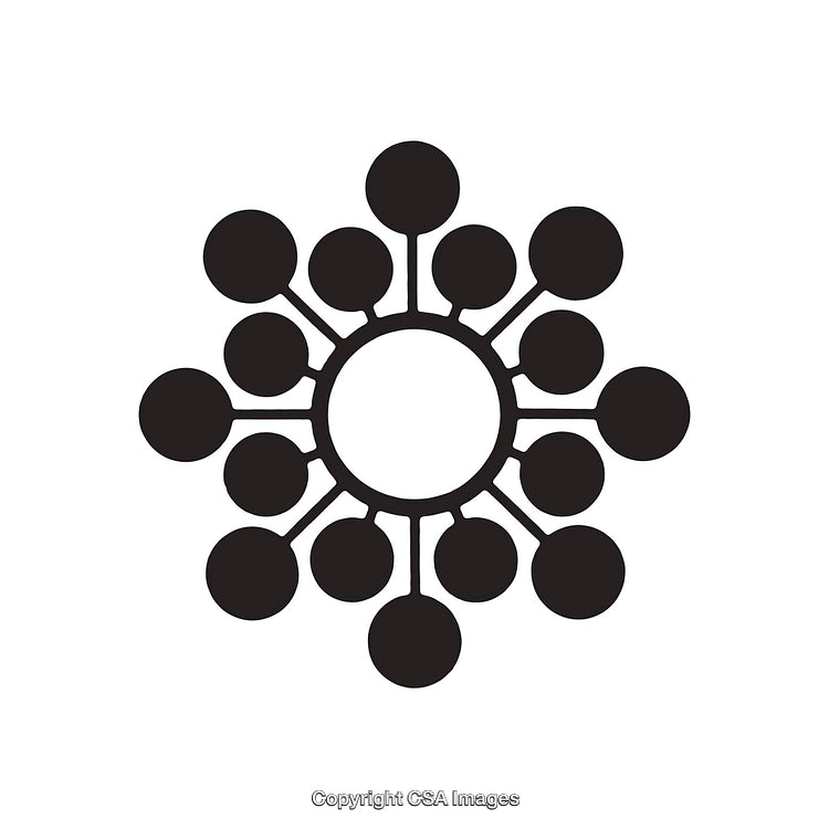 Abstract Black and White Circular Dingbat Design with Connected Dots