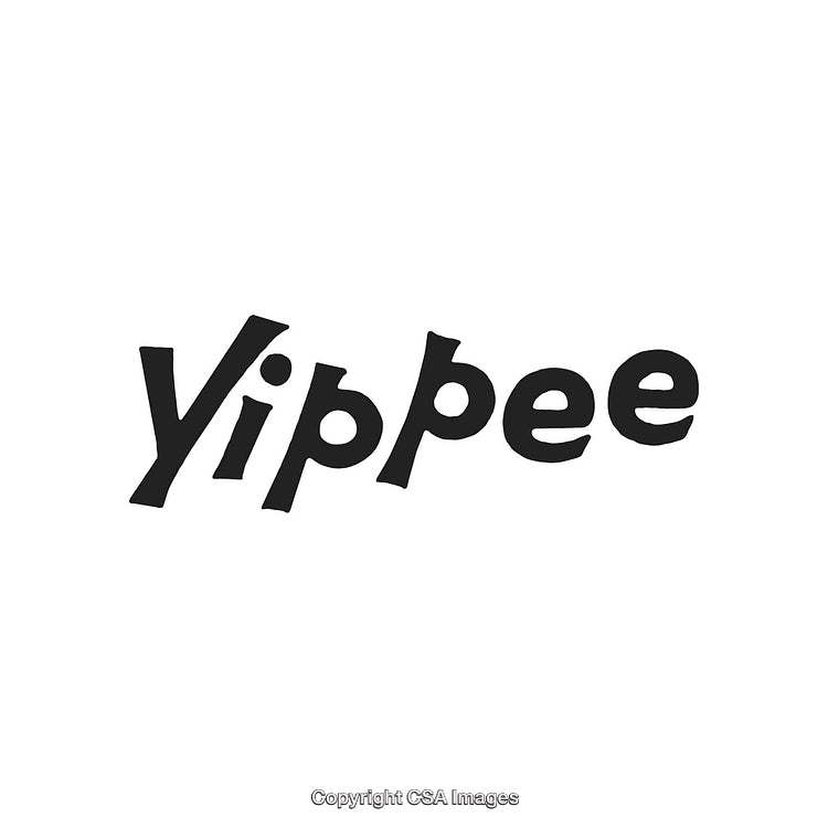 Bold Black 'Yippee' Text with Fun and Exciting Typography on White Background