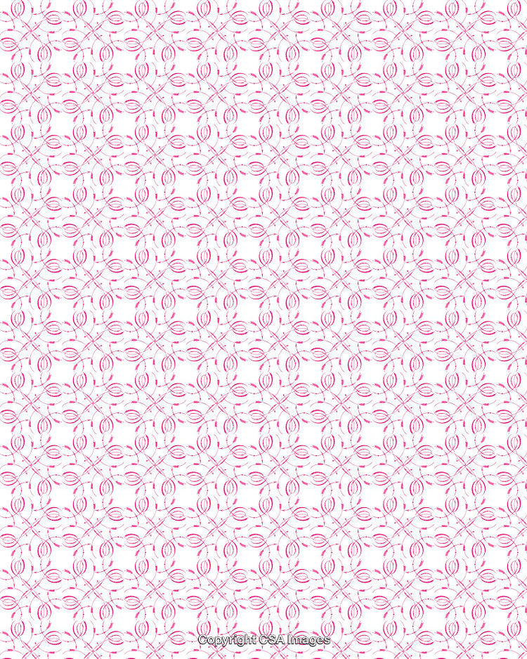Pink Geometric Circular Pattern with Intertwining Motifs on White Background