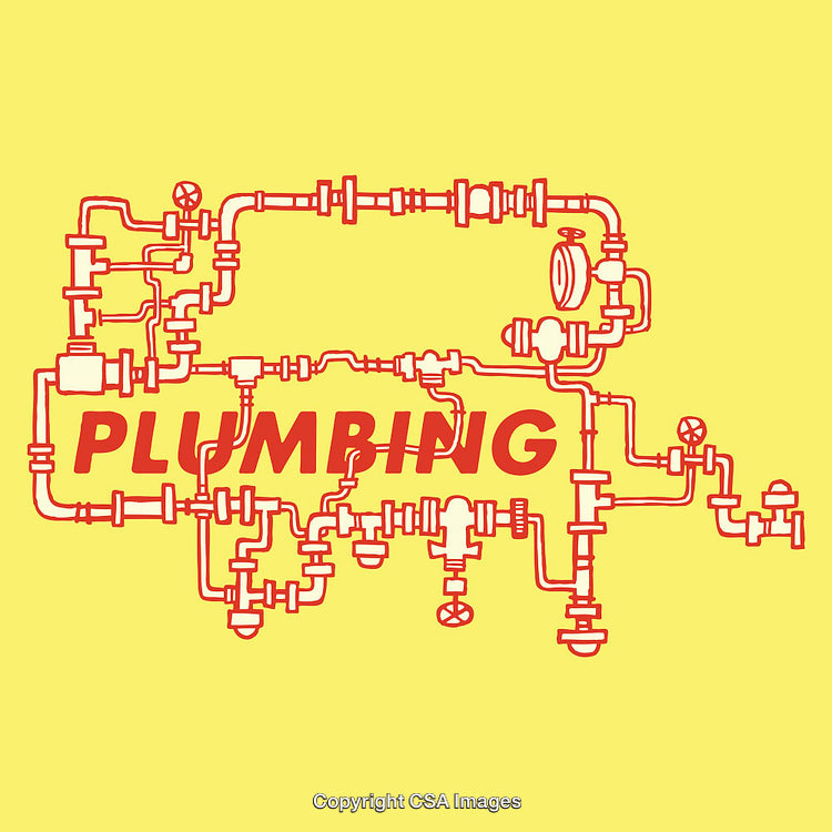Plumbing Line Art Illustration Highlighting Pipe Layout and Connection Design