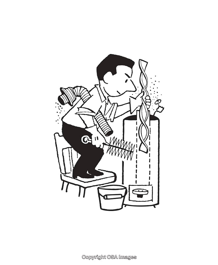 Black and White Line Art Depicting Creative Repair Work