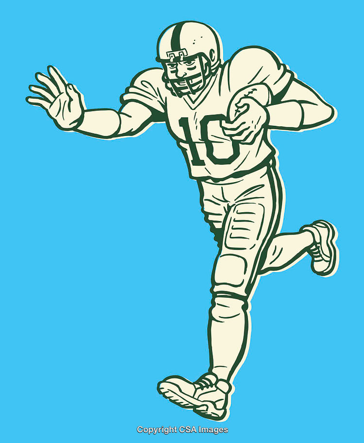 Color Line Art of a Football Player Running with the Ball