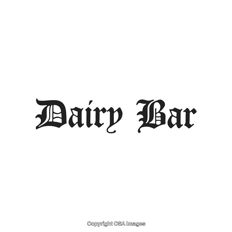 Vintage Style Dairy Bar Logo in Blackletter Typography on White Background