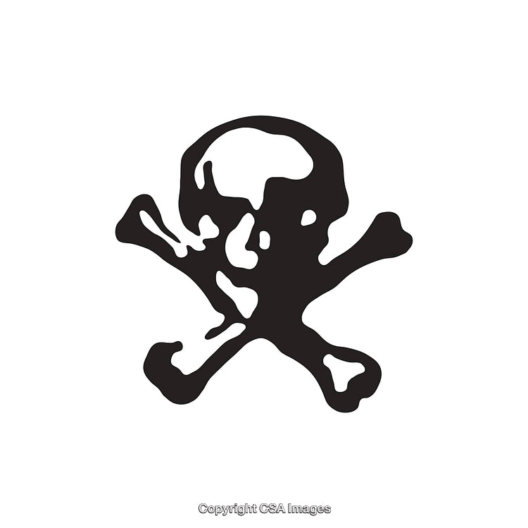 Black and White Skull and Crossbones Illustration
