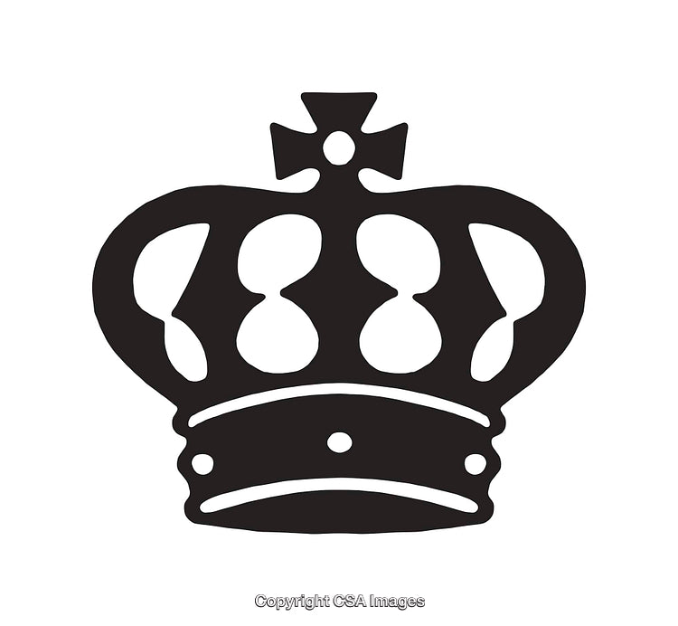 Black and White Line Art of a Crown with Detailed Design