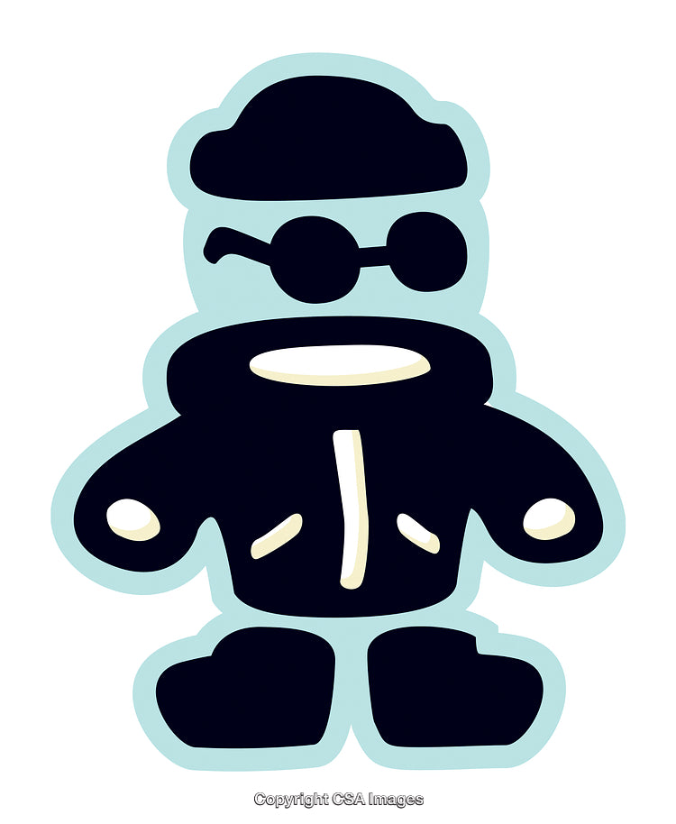 Stylized Cartoon Figure With Sunglasses and Jacket in Minimalist Design