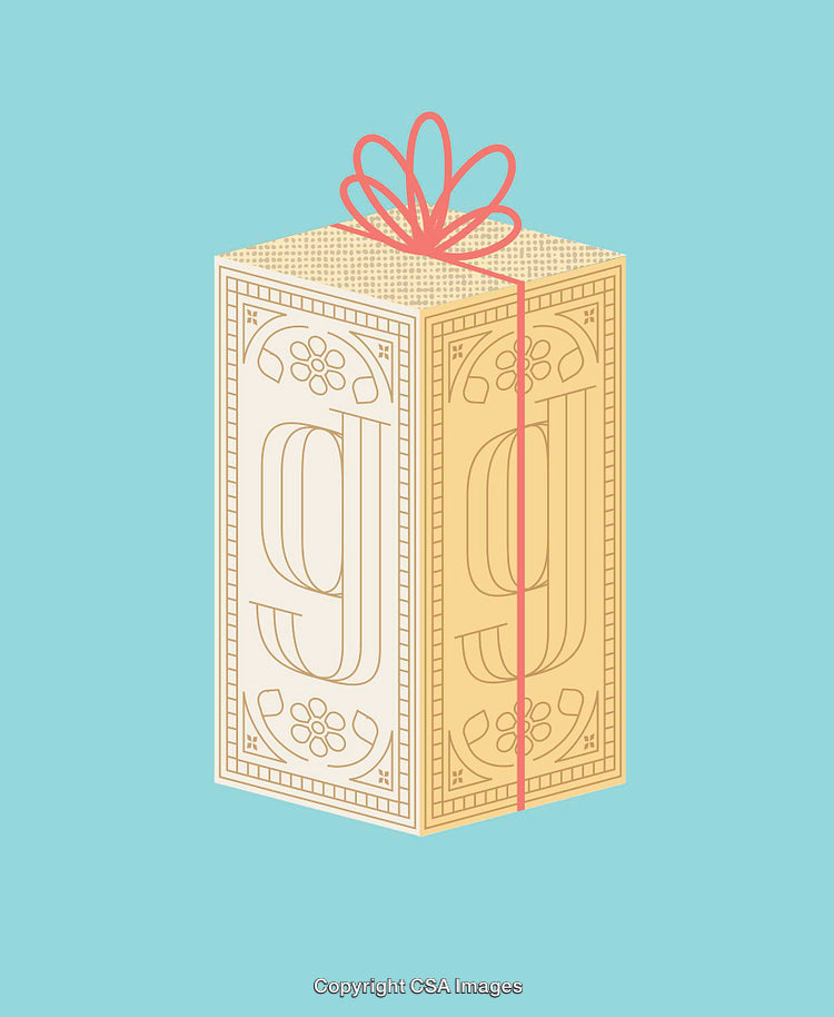 Elegant Line Art Gift Box with Ribbon Bow on Pastel Background