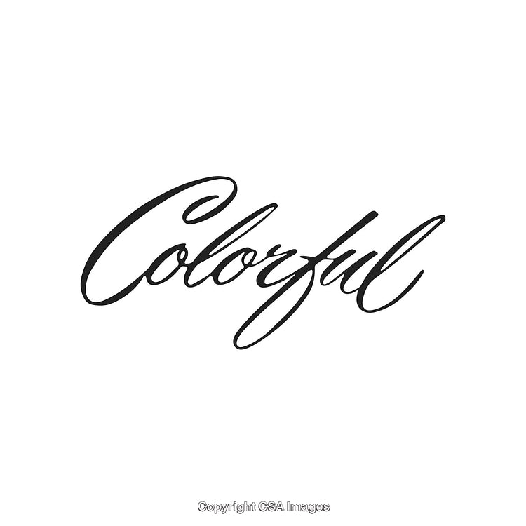 Elegant Black Calligraphy Script Displaying the Word Colorful on White