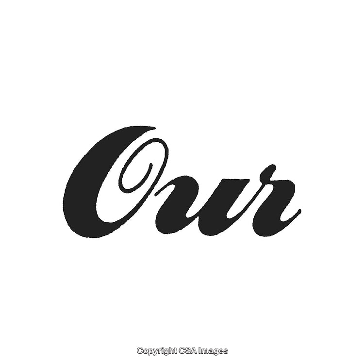 Elegant Black Text 'Our' on White Background for Creative Design Use