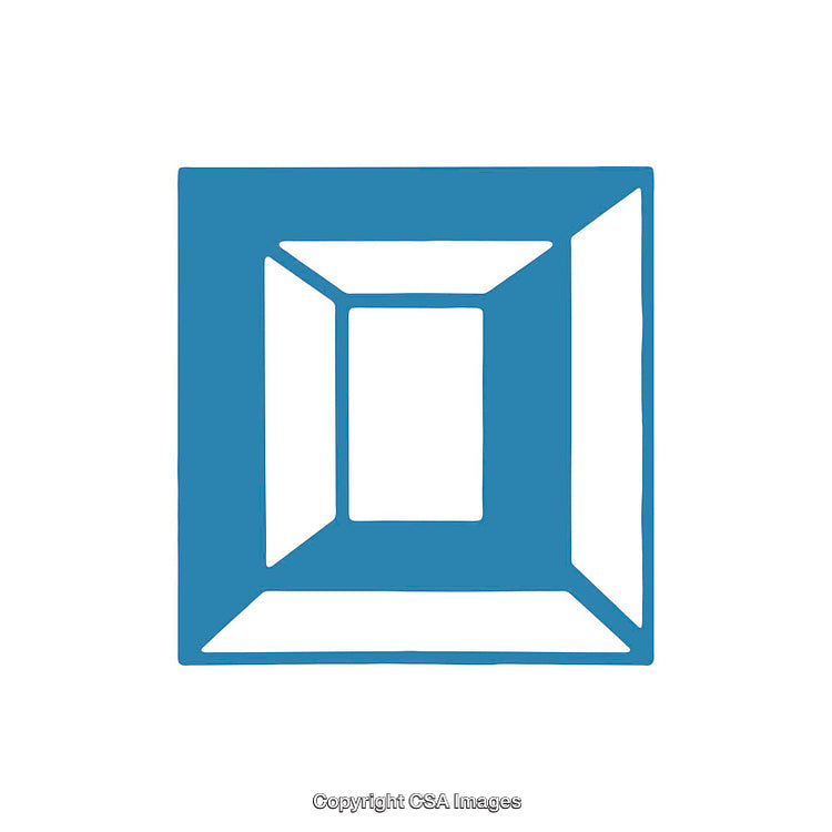 Blue Geometric Greek Omicron Symbol in Bold Minimalistic Appearance