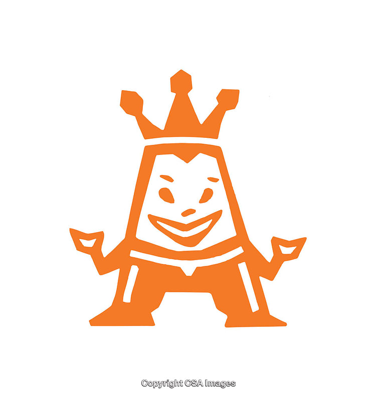 Orange Cartoon Character with Crown Icon in Playful Design
