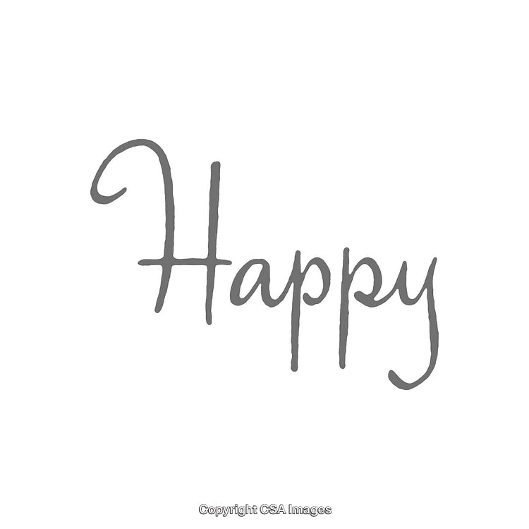 Happy Typography Design in Elegant Handwritten Style on White Background