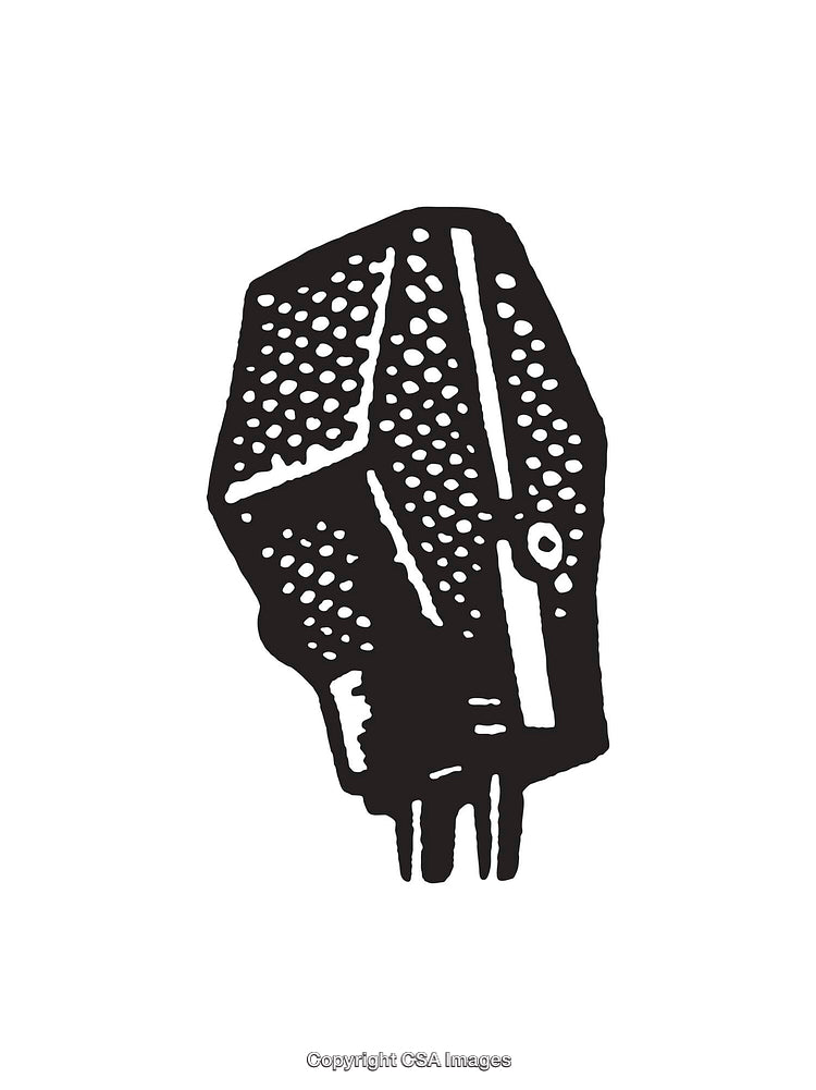 Black and White Line Art Illustration of Abstract Shape with Textures