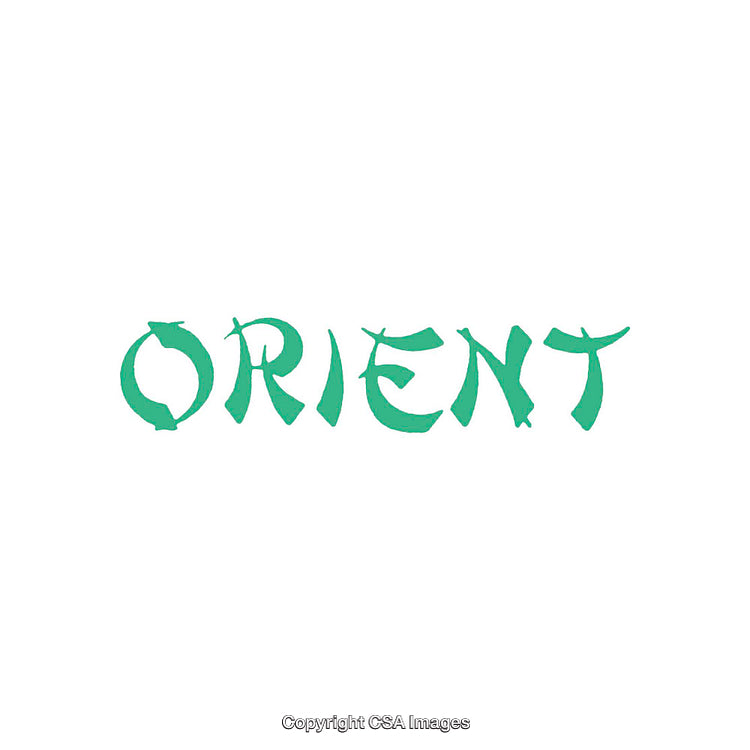 Green Typographic Design Featuring the Word Orient in Artistic Font Style