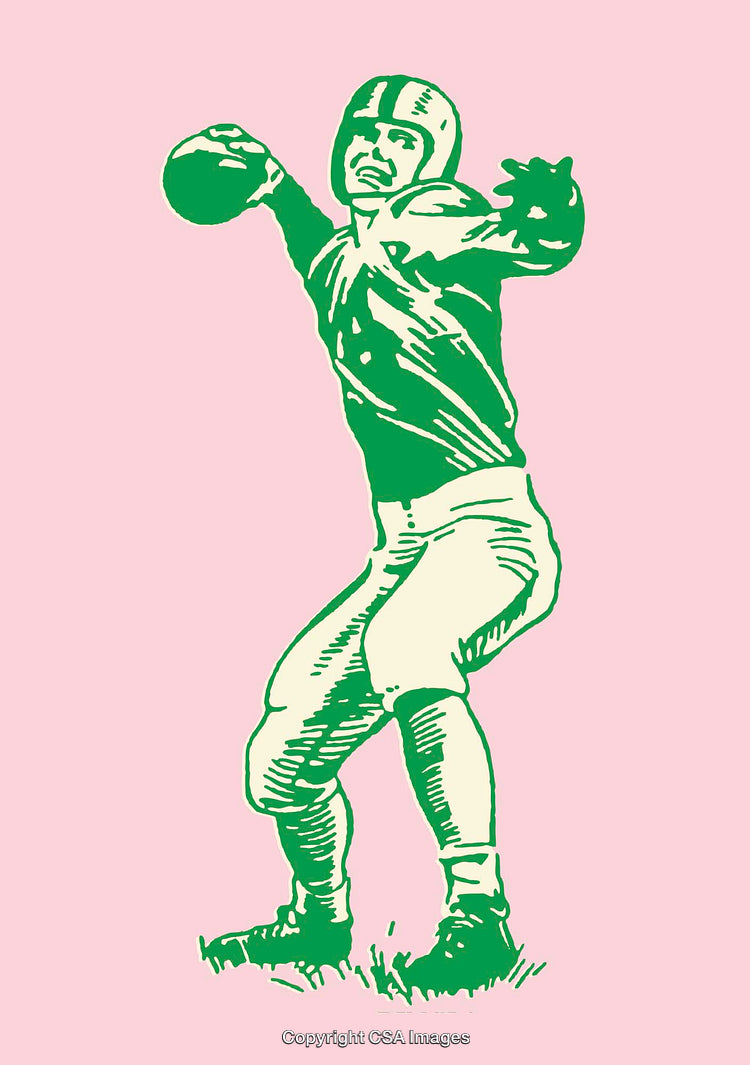 Colorful Illustration of a Football Player in Action Throwing a Ball