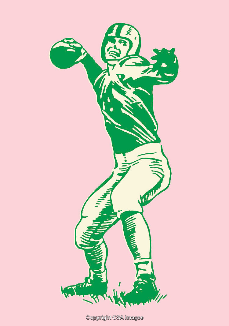 Colorful Illustration of a Football Player in Action Throwing a Ball