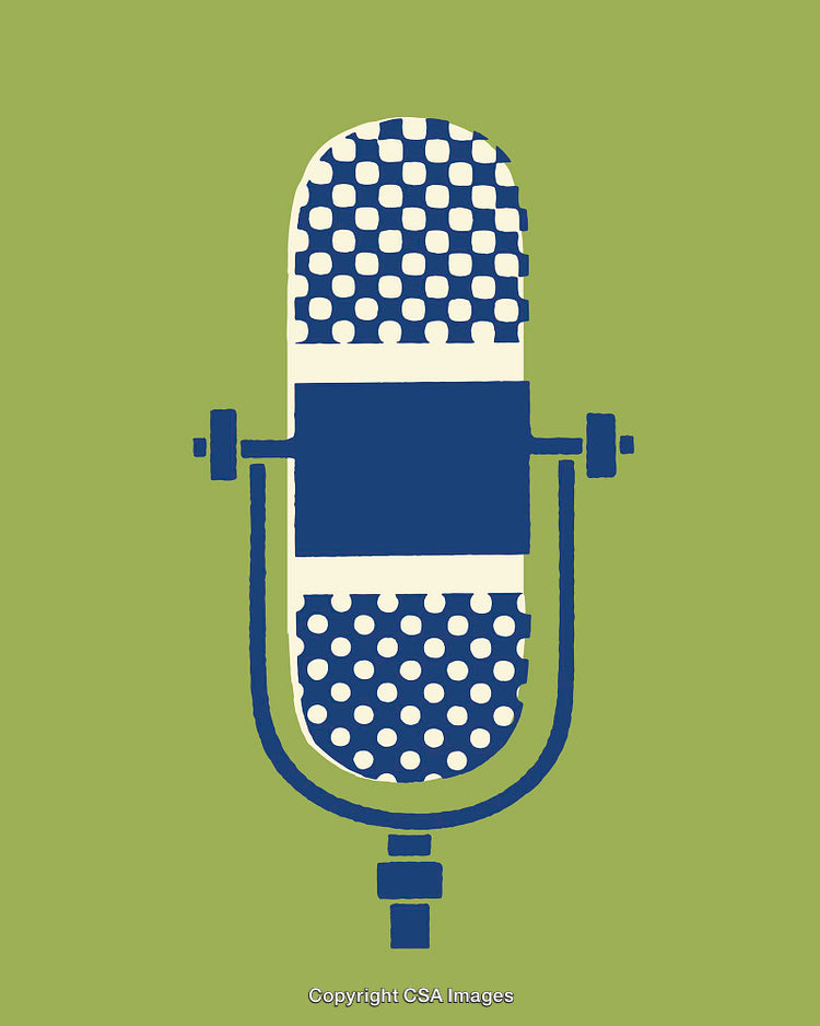 Retro Microphone Illustration in Minimalistic Modern Art Style