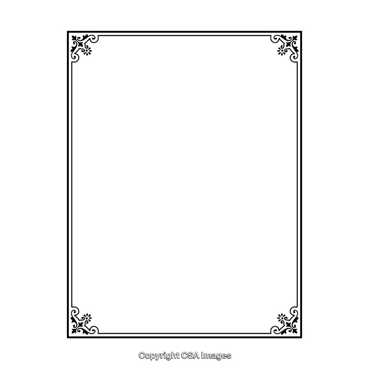 Elegant Black and White Fancy Border With Ornamental Corners