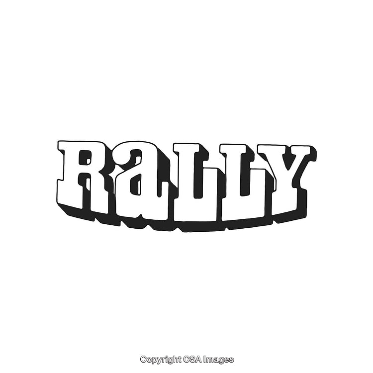Retro Style Rally Text Logo with Bold 3D Lettering Effect