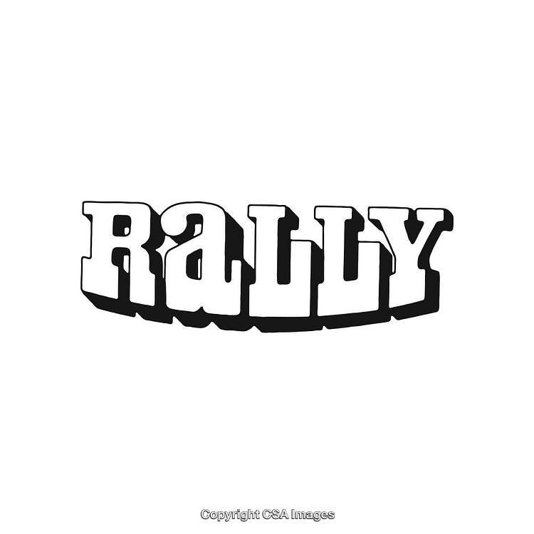 Retro Style Rally Text Logo with Bold 3D Lettering Effect