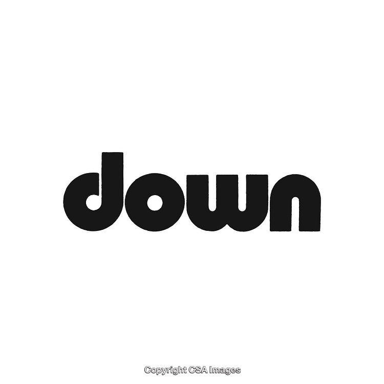 Bold Typography of the Word Down on a White Background