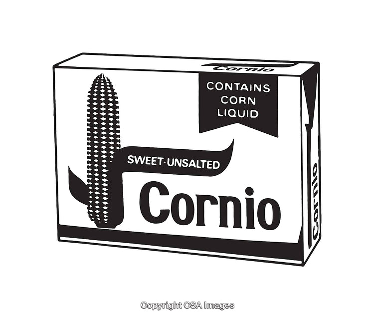 Black and White Line Art of a Sweet Corn Packaging Design