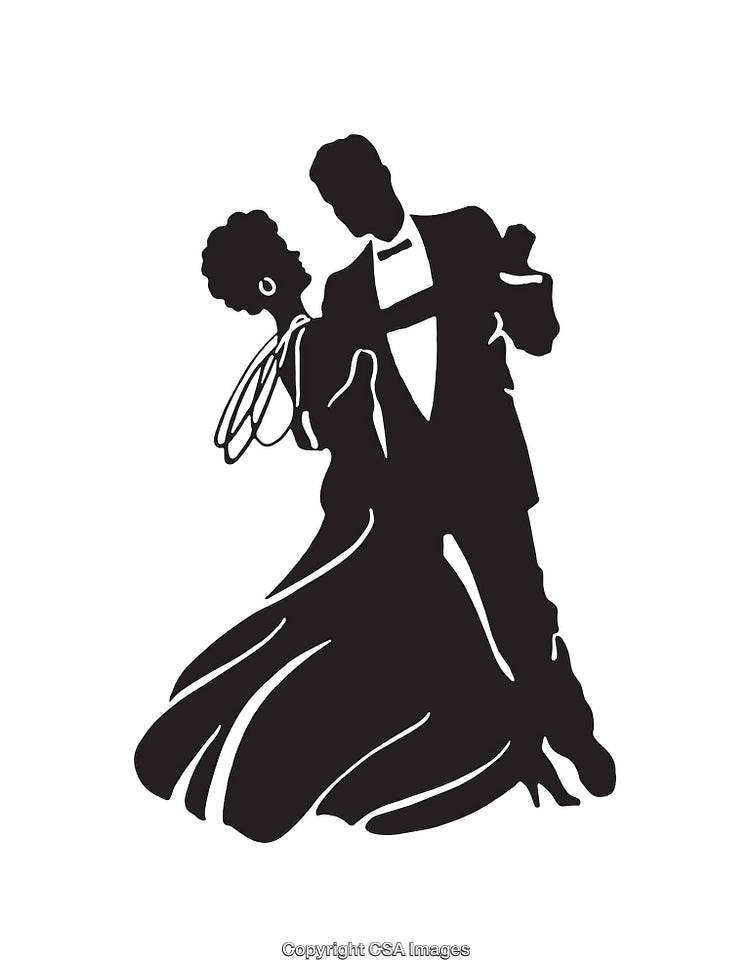 Elegant Silhouette of Dancing Couple in Black Tie Attire