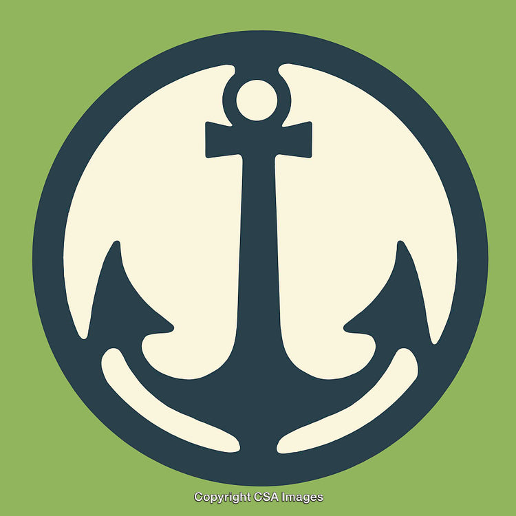 Minimalistic Anchor Design in Circle on Green and Cream Background