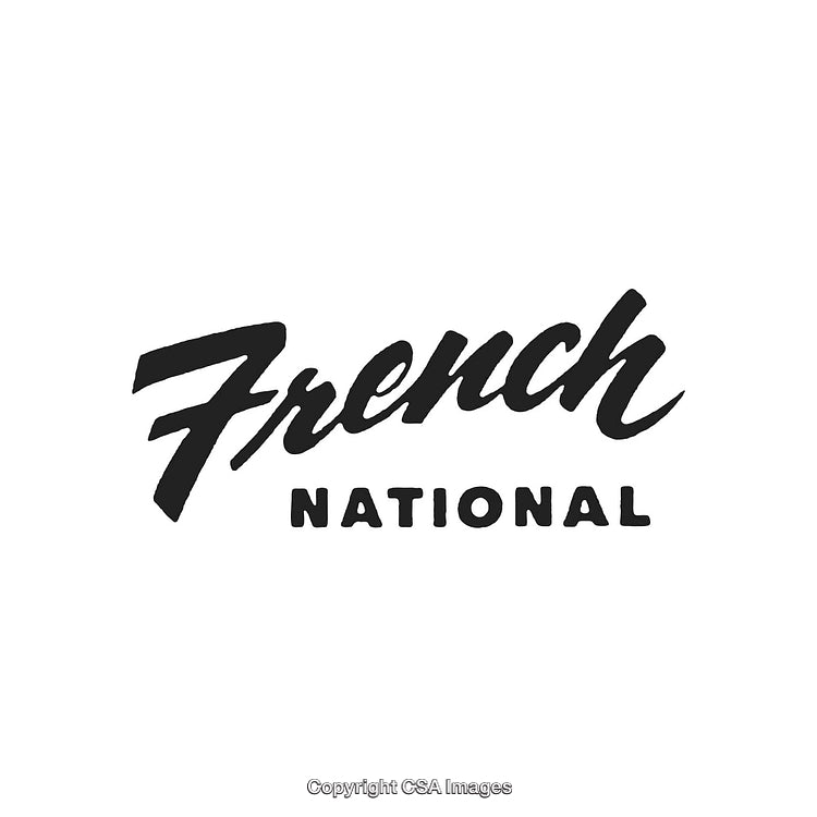 Stylized Black and White French National Text Logo Design Illustration