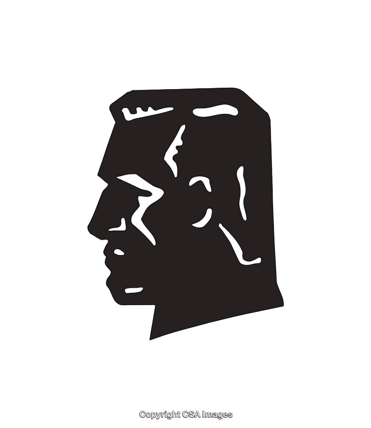 Black and White Line Art of a Human Profile Silhouette