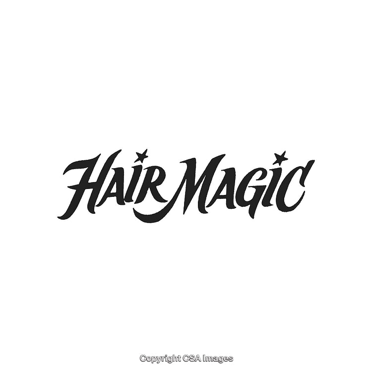 Stylish Hair Magic Logo Design with Stars and Creative Typography