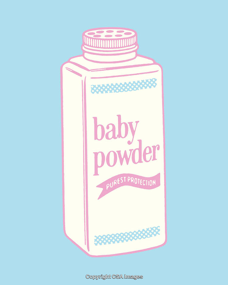 Color Line Art Illustration of Baby Powder Bottle on Blue Background