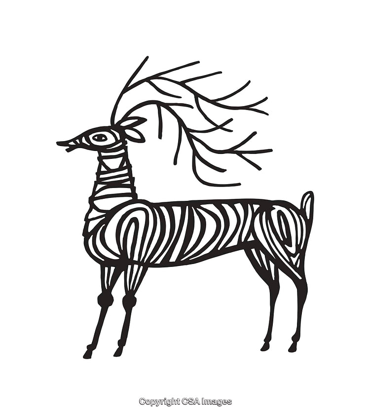 Abstract Black and White Tribal Deer Illustration With Unique Line Art Design