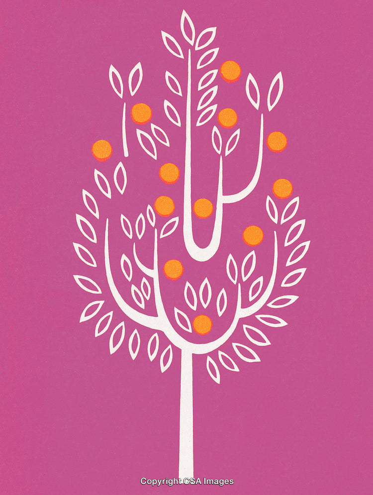 Stylized Abstract Tree Illustration With Vibrant Colors and Minimalistic Design