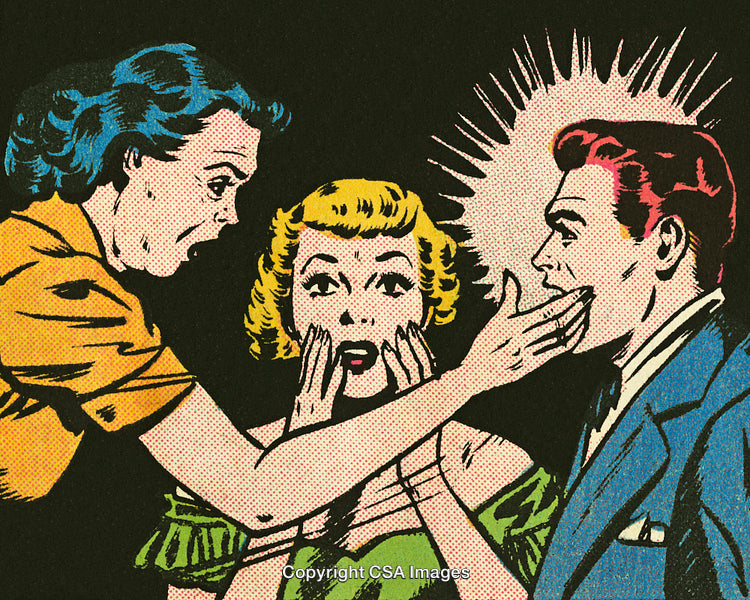Retro Comic Style Illustration of Surprised and Reacting Characters