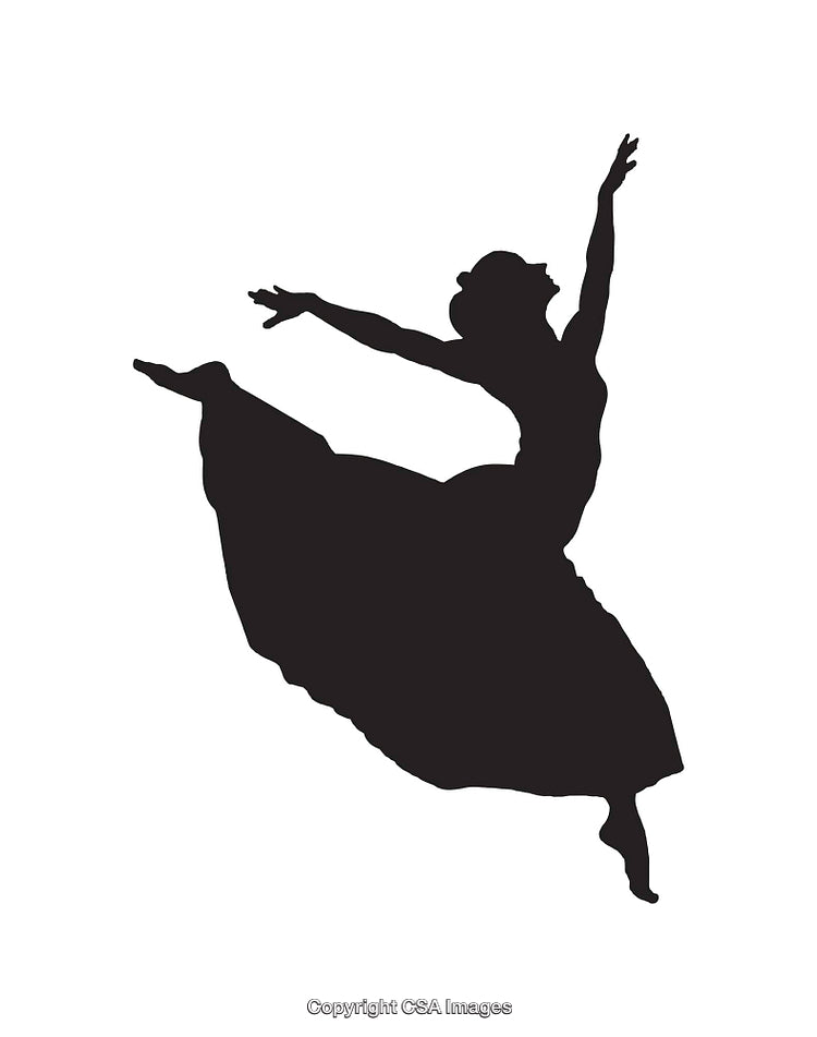 Silhouette of Graceful Female Dancer Leaping Gracefully in Action Pose