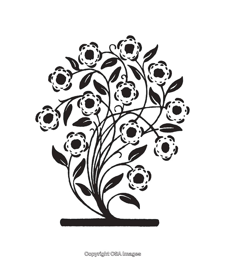 Black and White Floral Illustration of a Decorative Artistic Design