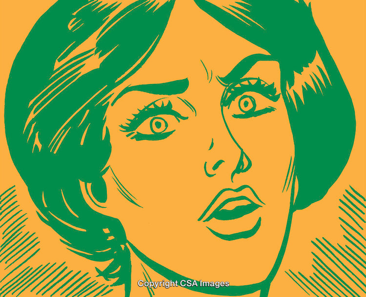 Pop Art Style Illustration of a Surprised Woman in Vibrant Colors