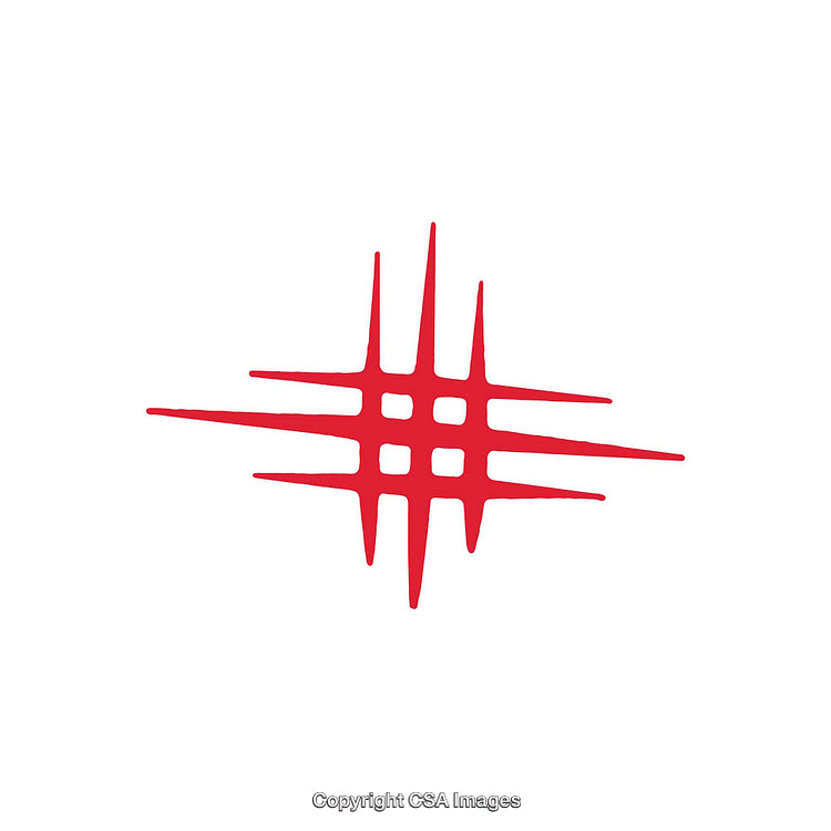 Abstract Red Grid Artwork with Sharp Lines on a White Background