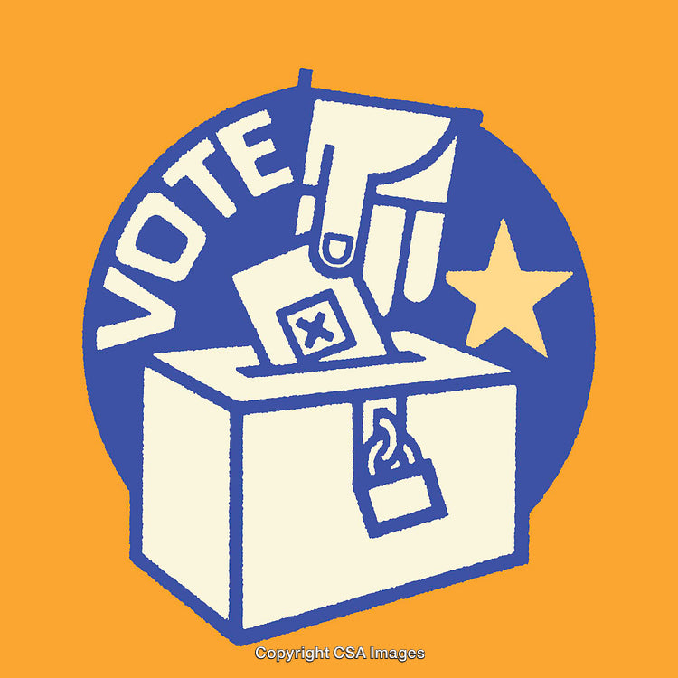 Illustration of Voting Ballot Being Cast Into a Secure Ballot Box