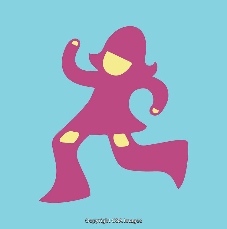 Colorful Abstract Illustration of a Dancing Figure on a Vibrant Background