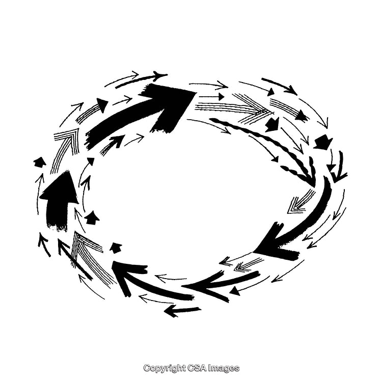 Artistic Black and White Arrow Illustration with Dynamic Fluid Motion