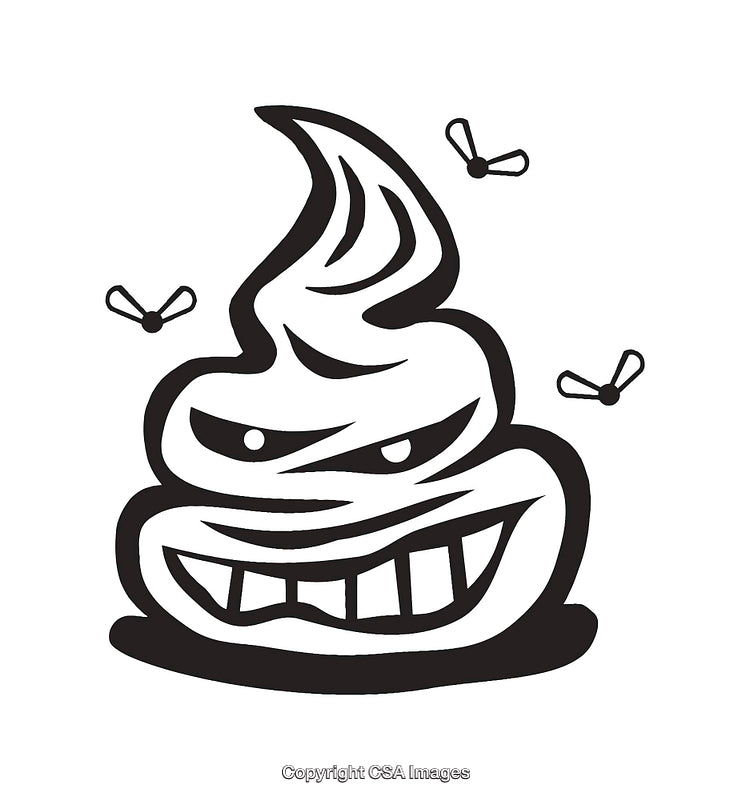 Playful Black and White Cartoon Illustration of a Cheeky Emoji