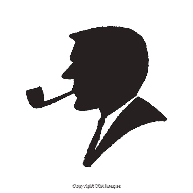 Silhouette Illustration of Man Smoking Pipe in Side Profile