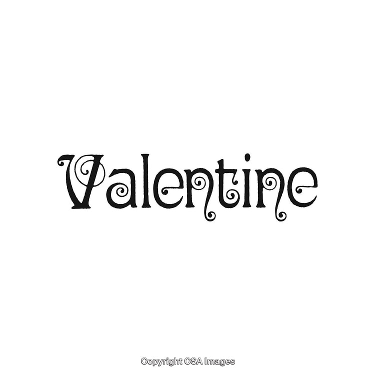 Decorative Valentine Word Art with Elegant Swirling Font Design